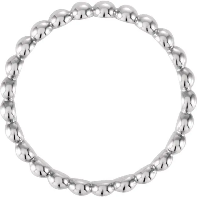 14K White Gold 2.5 mm Beaded Stackable Ring