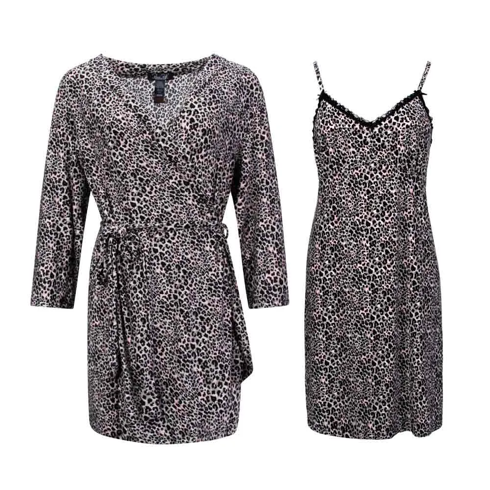 2 Pack Robe & Chemise Sleep Set
