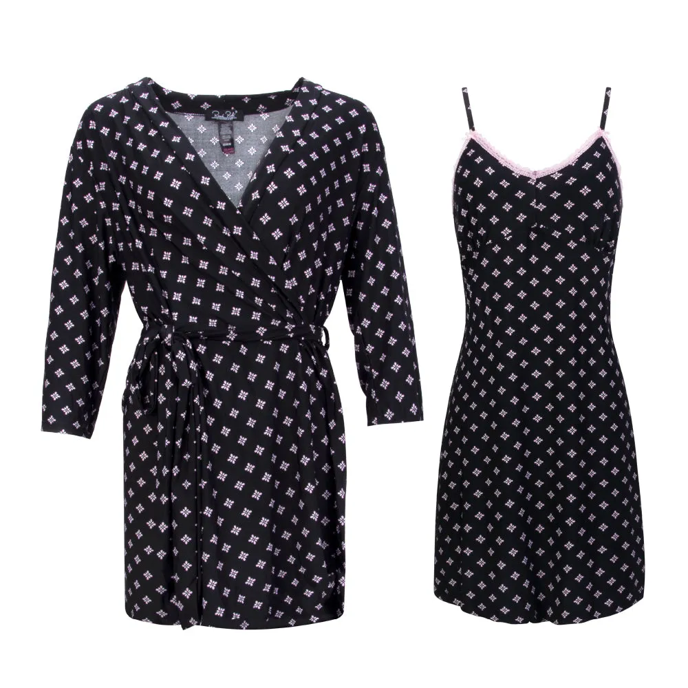 2 Pack Robe & Chemise Sleep Set