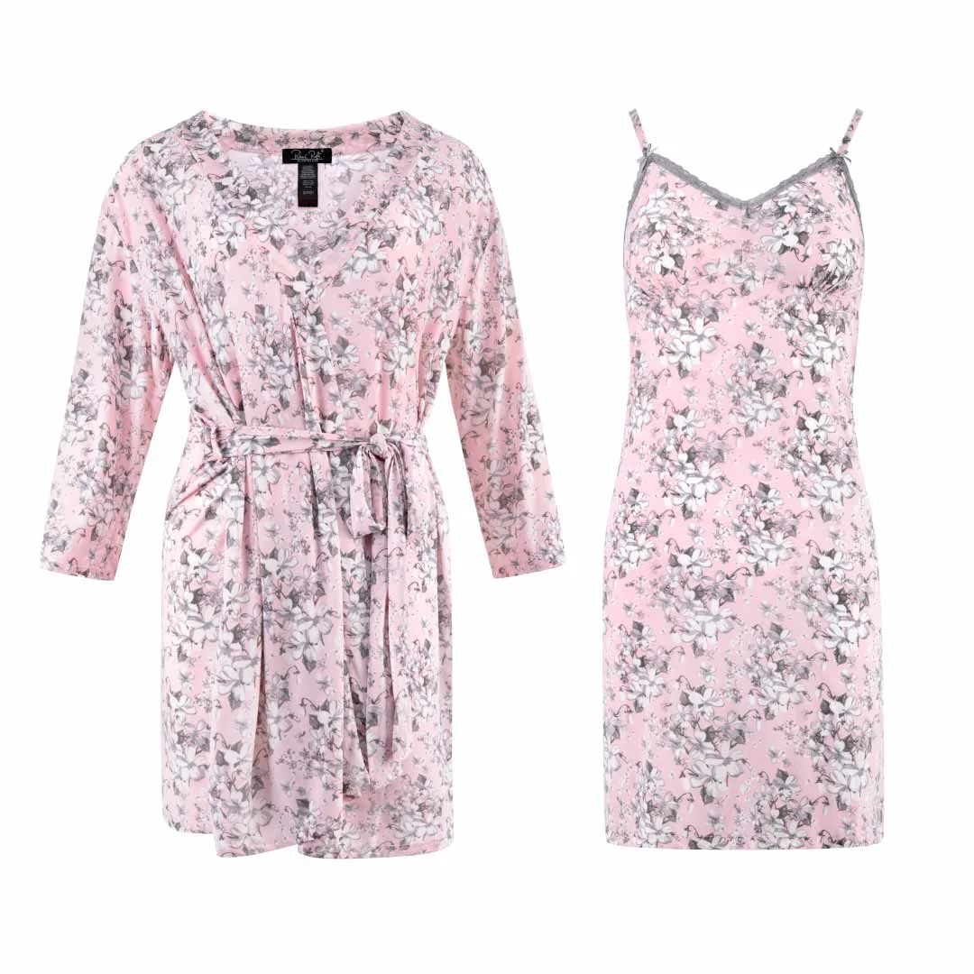 2 Pack Robe & Chemise Sleep Set