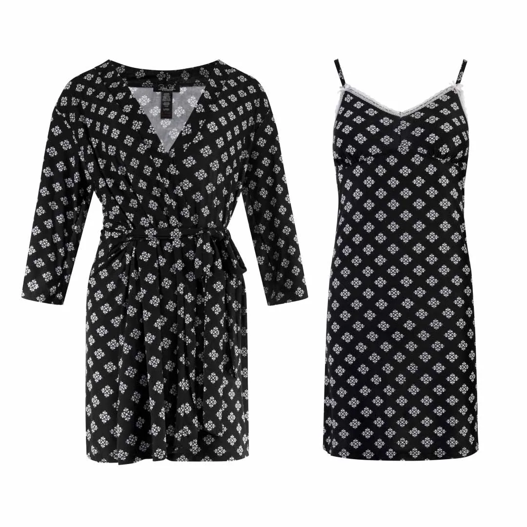 2 Pack Robe & Chemise Sleep Set