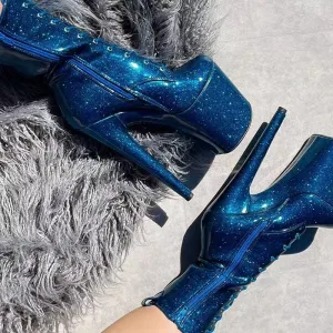 20 cm 8 " Pearl   Shiny Patent Leather Pole Dance Training Boots