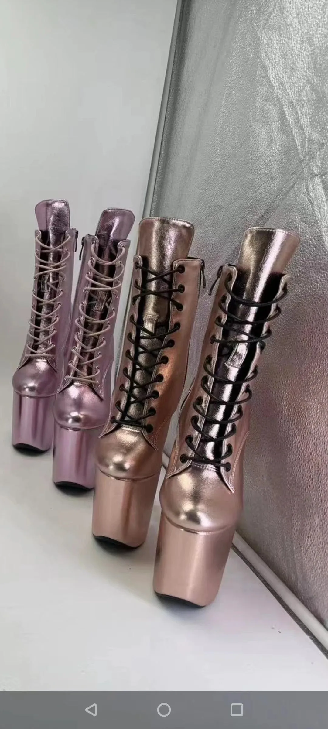 20 cm 8 "Shiny Metal Professional Steel Pipe Dance Boots