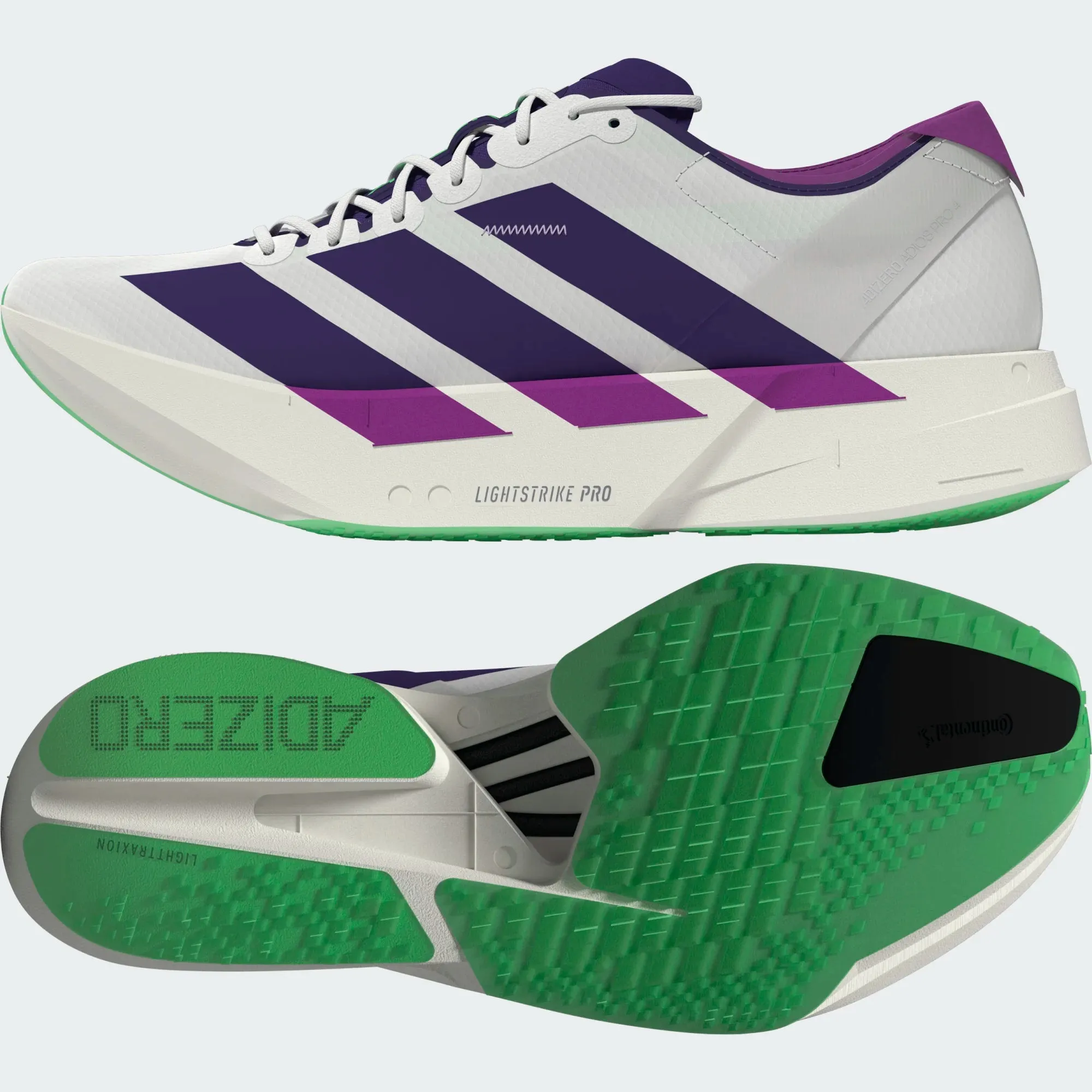 Adidas | Adizero Adios Pro 4 | Men's | Core White/Collegiate Purple/Lime Burst