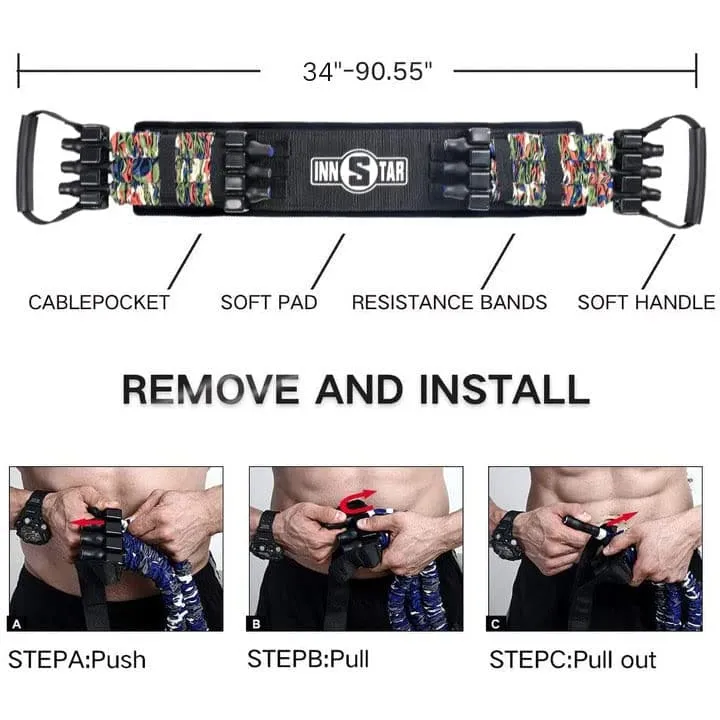 Adjustable Bench Press Device,Push up Resistance Bands for Home Gym Exercise,Fitness Workout,Travel Training (Camo army green-150LB)