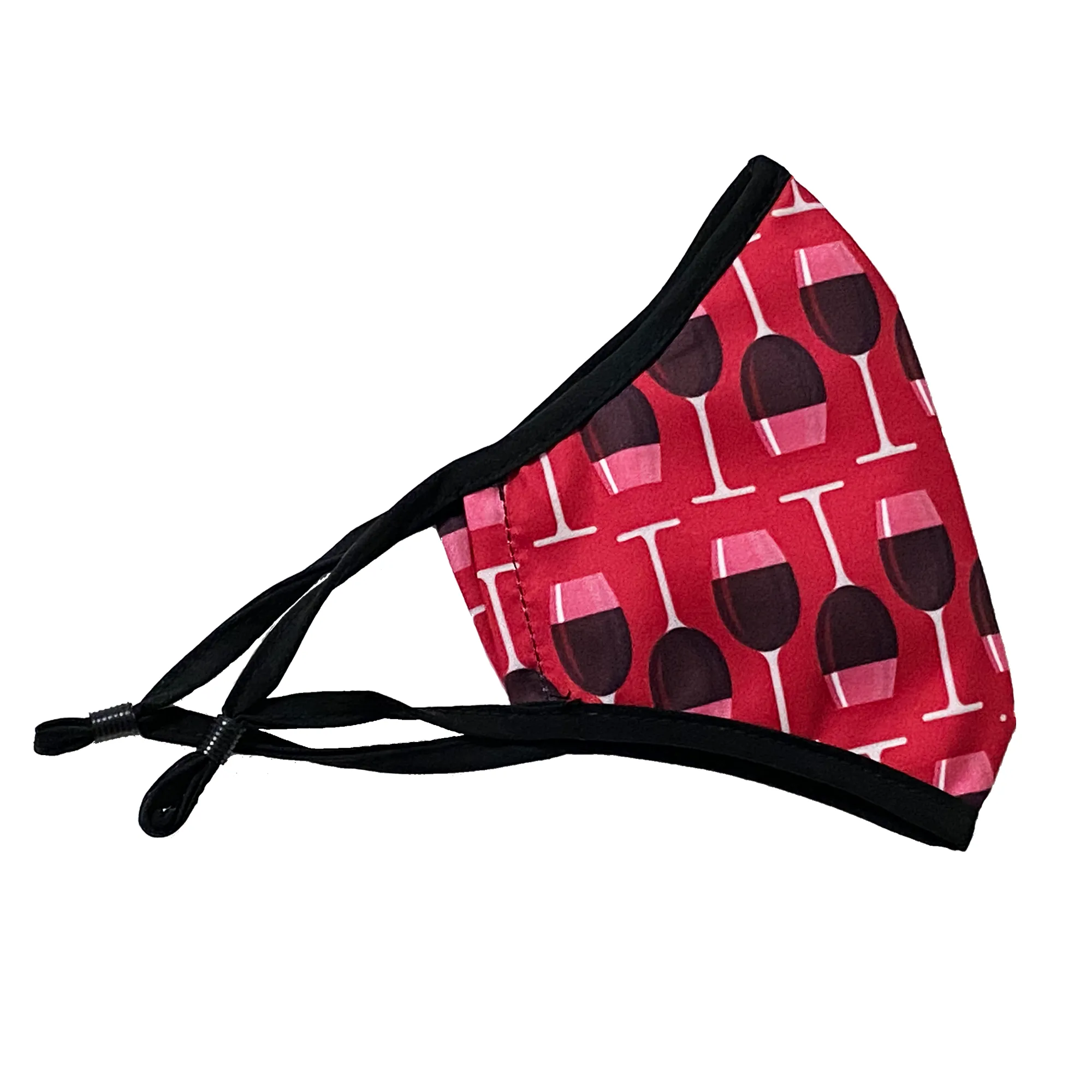 Adjustable Double Layered Ultra Soft Cotton Blend Face Masks - Washable & Reusable Patterned Mask for Men, Women - Wine Glass Mask