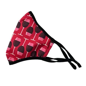 Adjustable Double Layered Ultra Soft Cotton Blend Face Masks - Washable & Reusable Patterned Mask for Men, Women - Wine Glass Mask