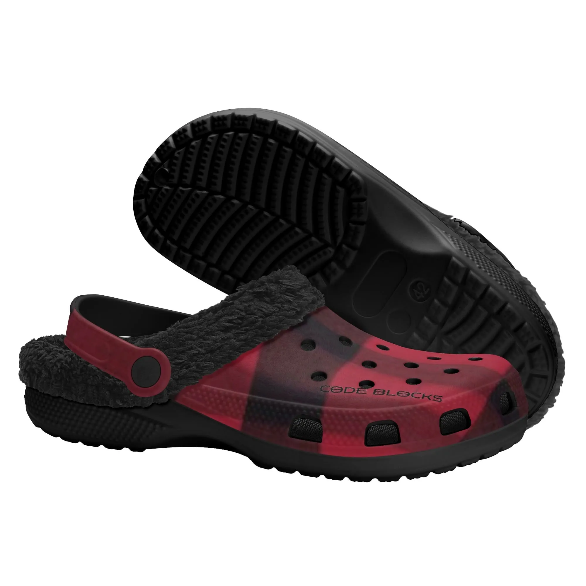 Adults Black Warm House Clog Winter Fur Lined Garden Slippers