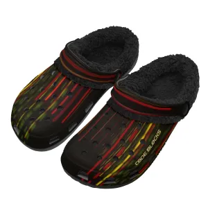 Adults Black Warm House Clog Winter Fur Lined Garden Slippers
