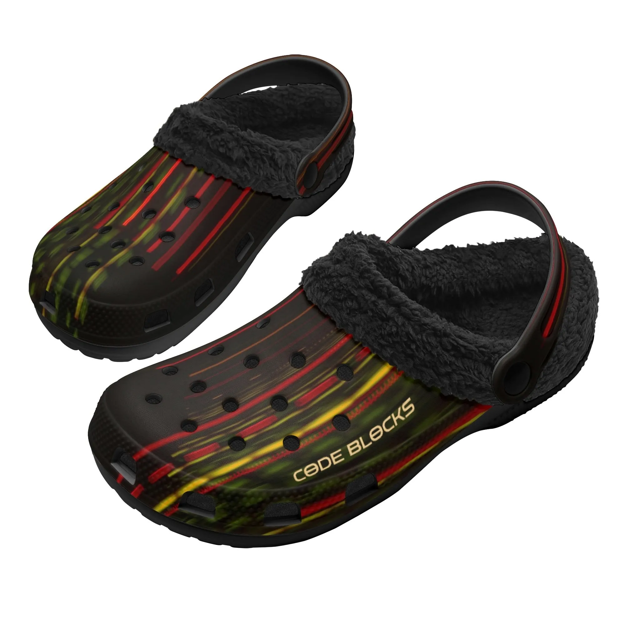 Adults Black Warm House Clog Winter Fur Lined Garden Slippers