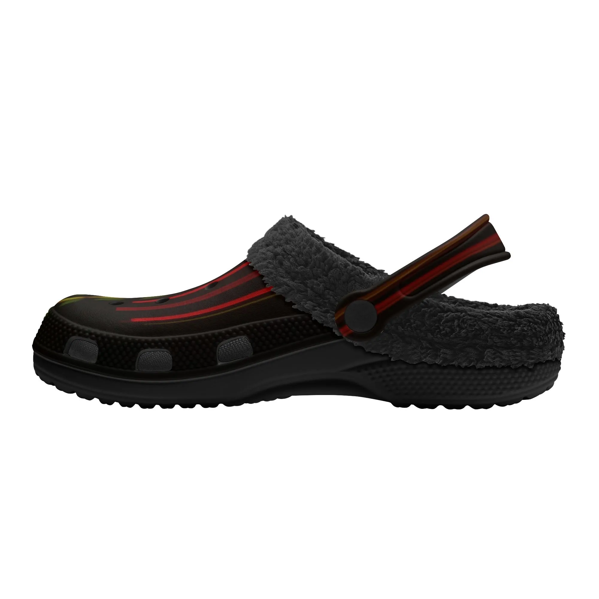 Adults Black Warm House Clog Winter Fur Lined Garden Slippers