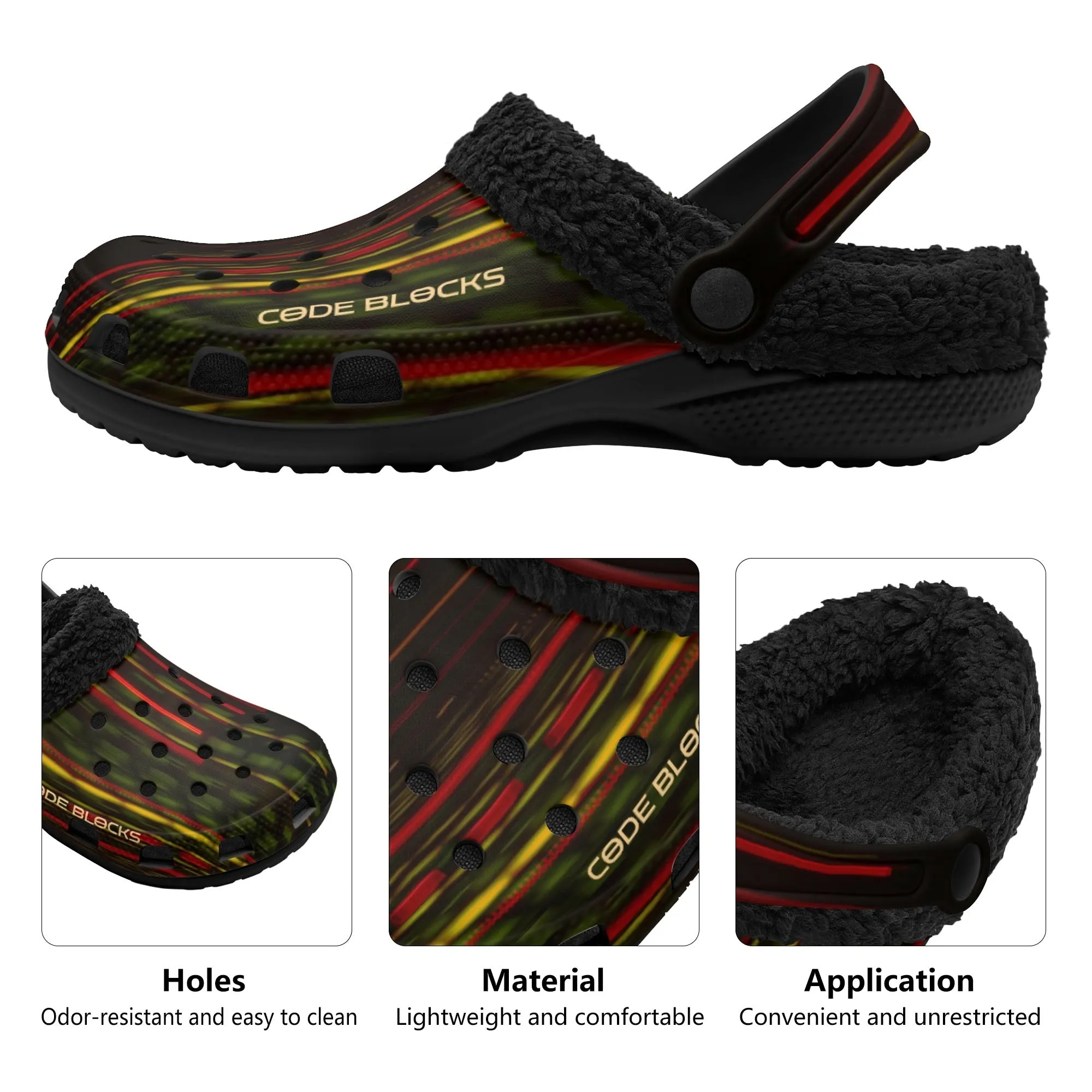 Adults Black Warm House Clog Winter Fur Lined Garden Slippers