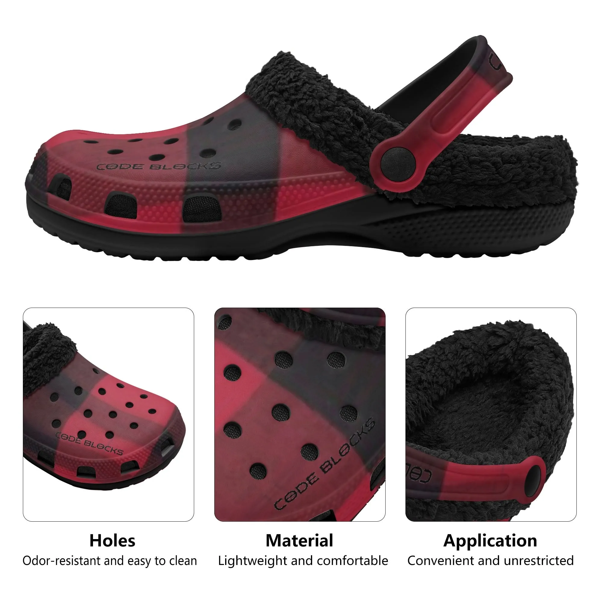 Adults Black Warm House Clog Winter Fur Lined Garden Slippers