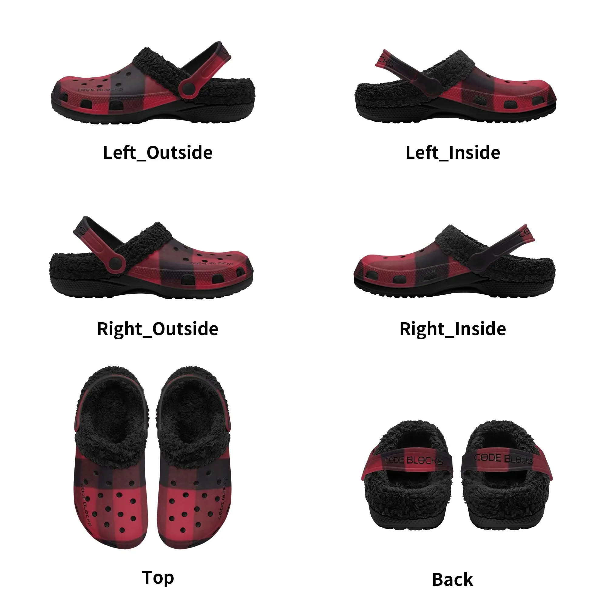 Adults Black Warm House Clog Winter Fur Lined Garden Slippers