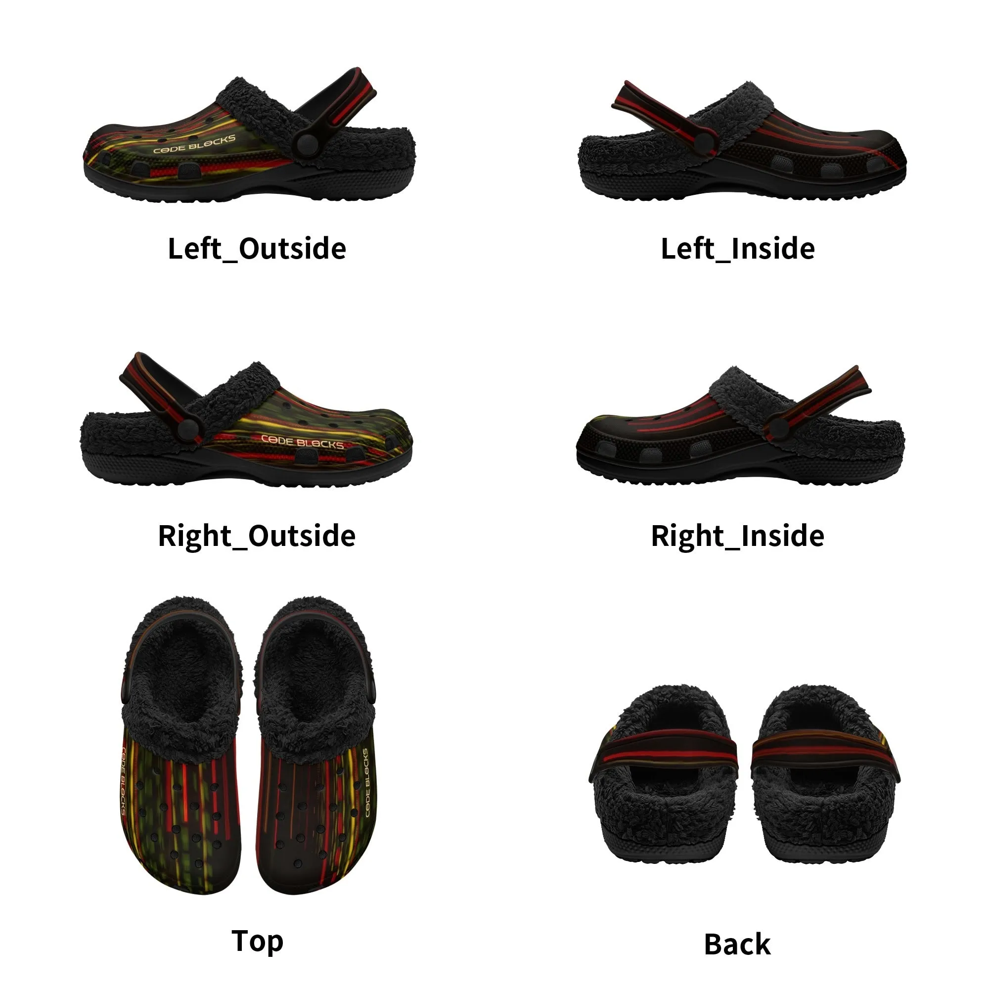 Adults Black Warm House Clog Winter Fur Lined Garden Slippers