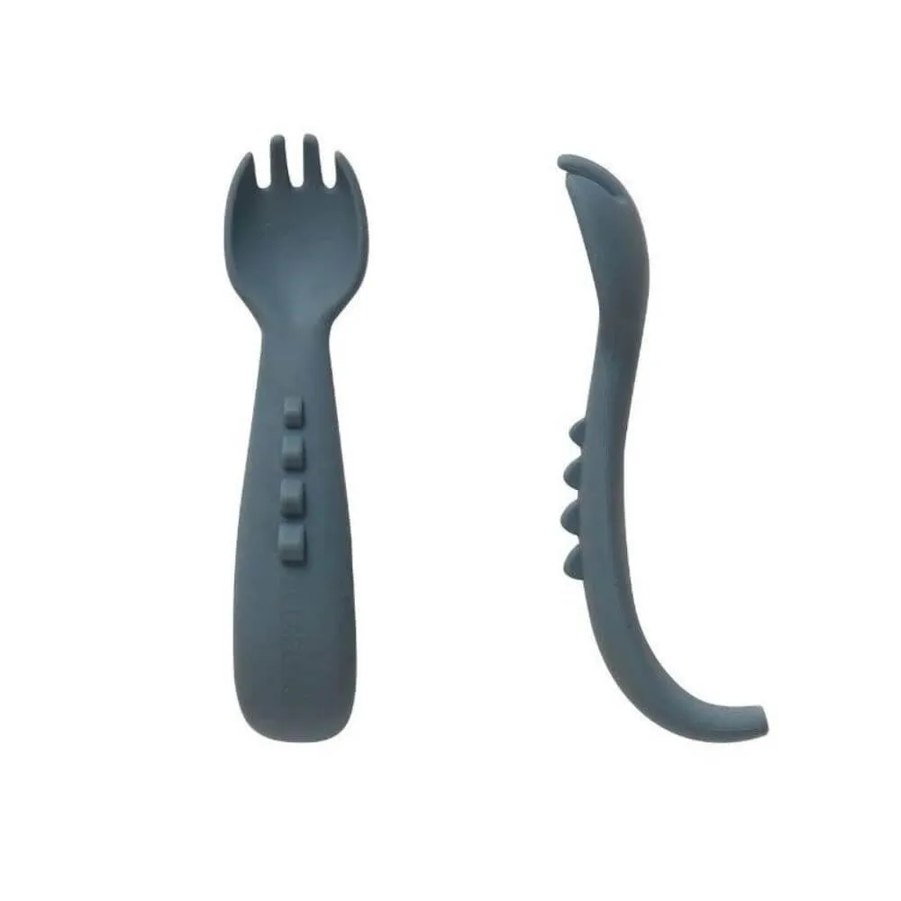 All4Ella Comfy Grip Silicone Forks, Slate Blue
