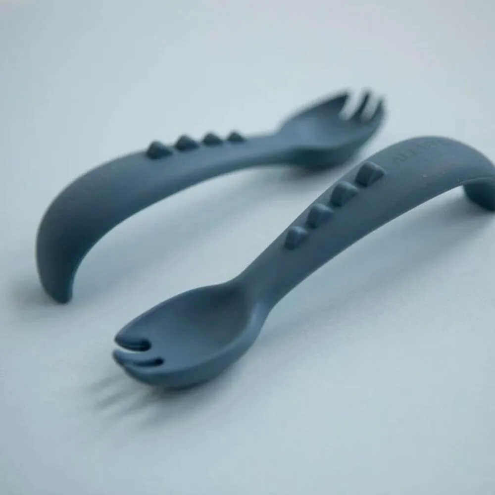All4Ella Comfy Grip Silicone Forks, Slate Blue