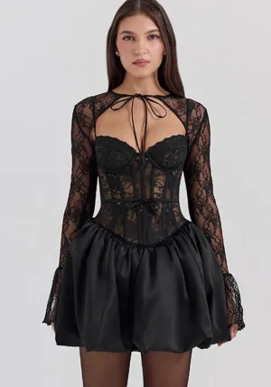 Alluring Lace Corset-Inspired Puff Skirt Dress