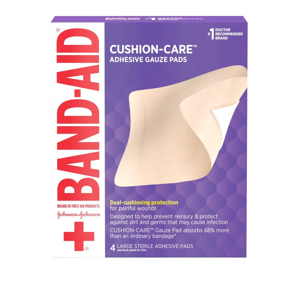 Band-Aid Brand of First Aid Products Cushion-Care Adhesive Gauze Pad, Large