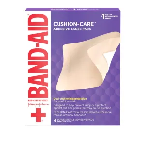 Band-Aid Brand of First Aid Products Cushion-Care Adhesive Gauze Pad, Large