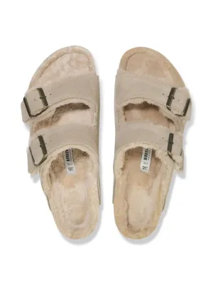 Birkenstock Arizona Shearling in Taupe Suede
