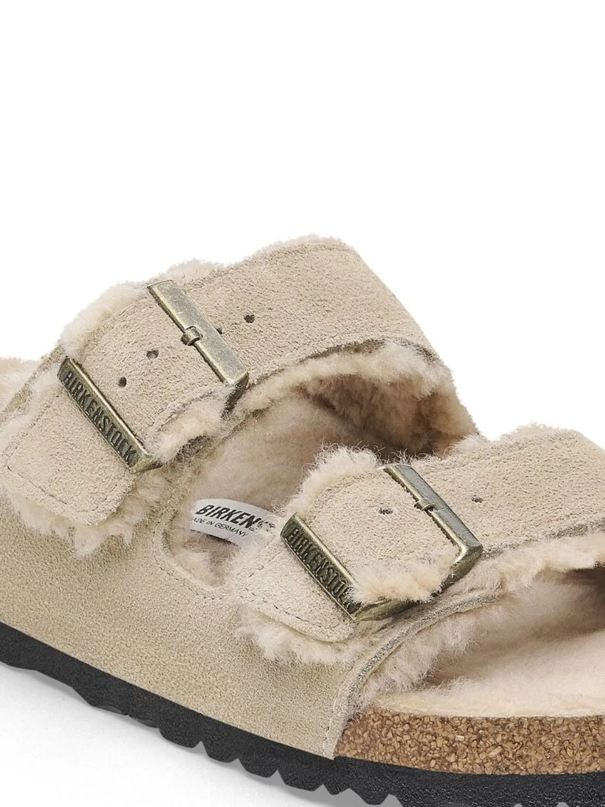 Birkenstock Arizona Shearling in Taupe Suede