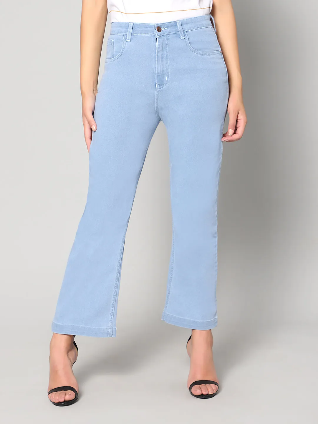 Blue Bootcut High rise Jeans with Insert Pockets