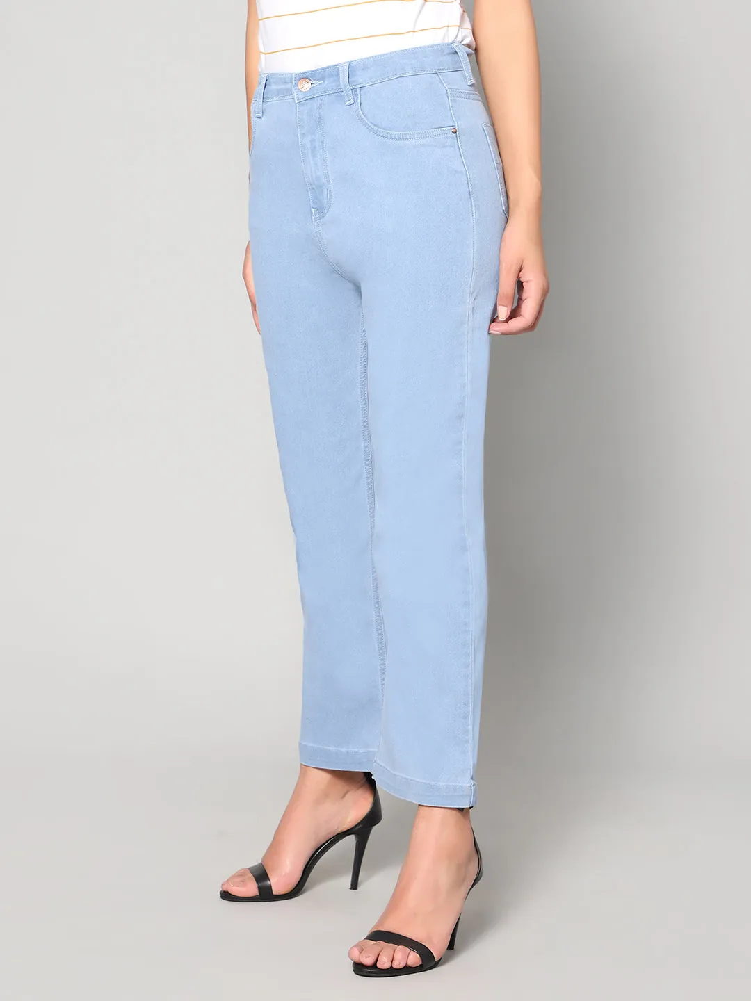 Blue Bootcut High rise Jeans with Insert Pockets
