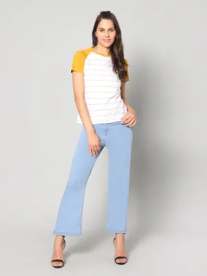 Blue Bootcut High rise Jeans with Insert Pockets