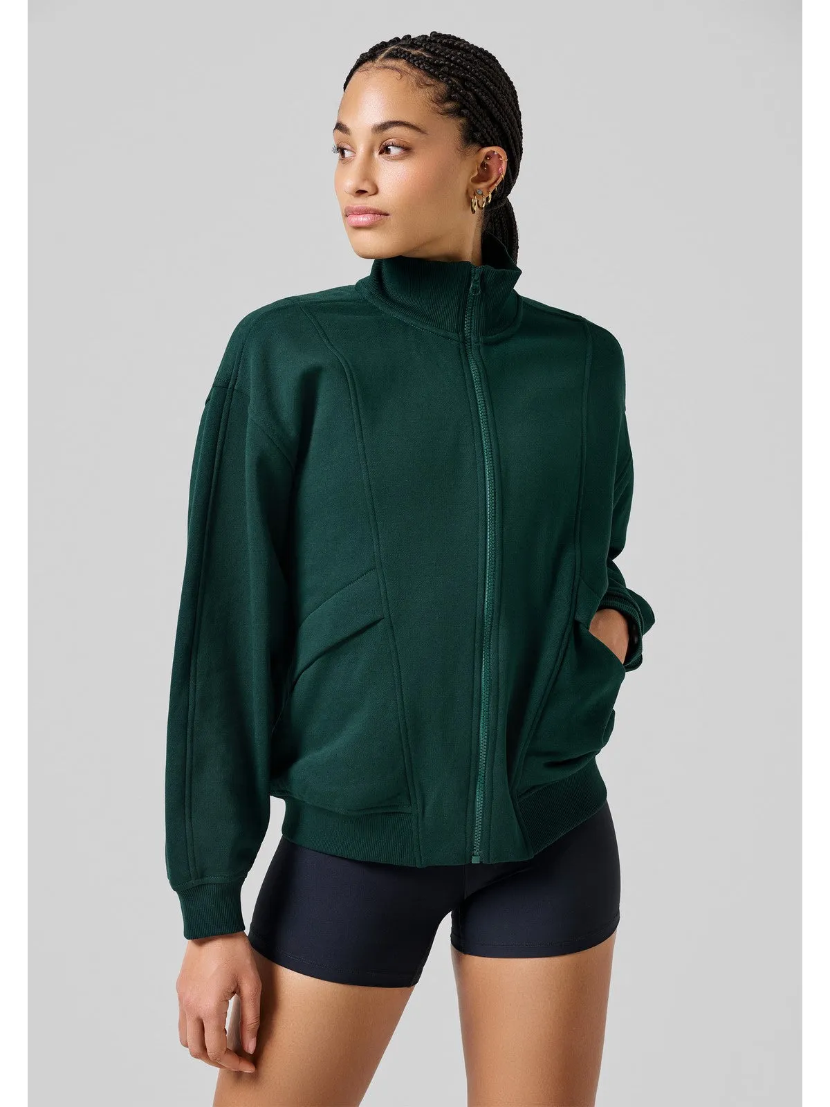 Bluza sportowa damska CASALL Comfy Full Zip Sweater zielony