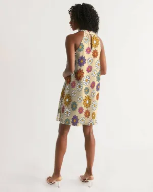 Boho Hippie Daisies Halter Dress