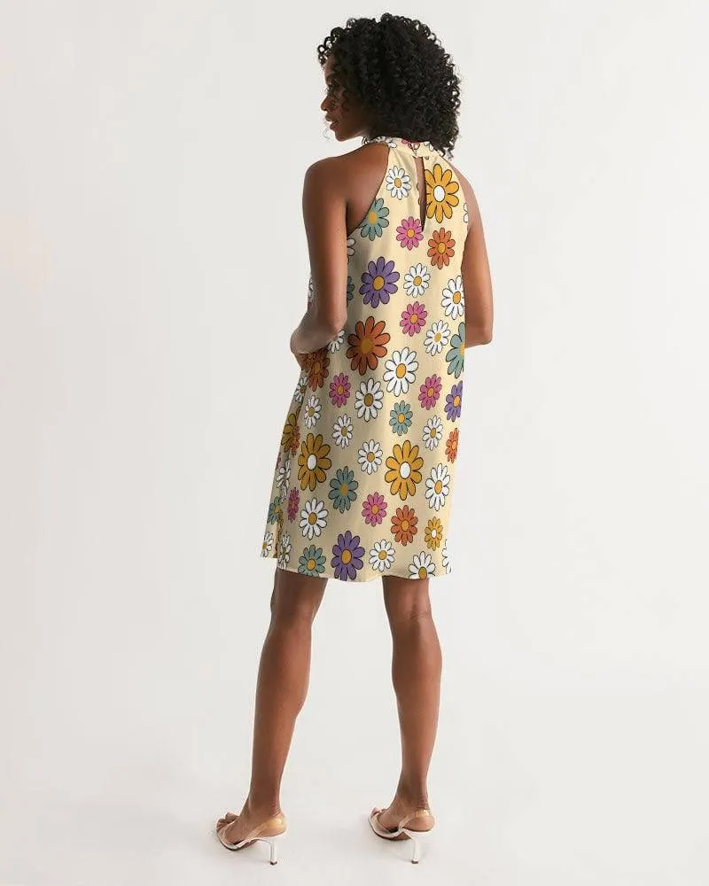 Boho Hippie Daisies Halter Dress
