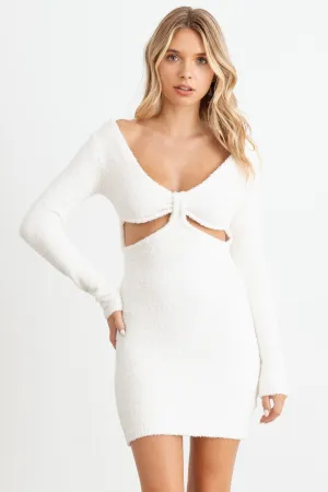 Bow Cut-Out Detail Long Sleeve Mini Dress