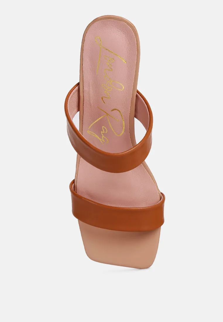 Brown Mid Heel Sandals