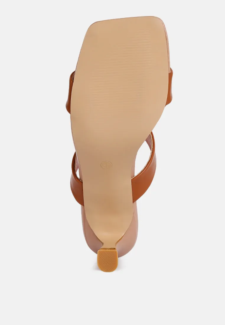 Brown Mid Heel Sandals