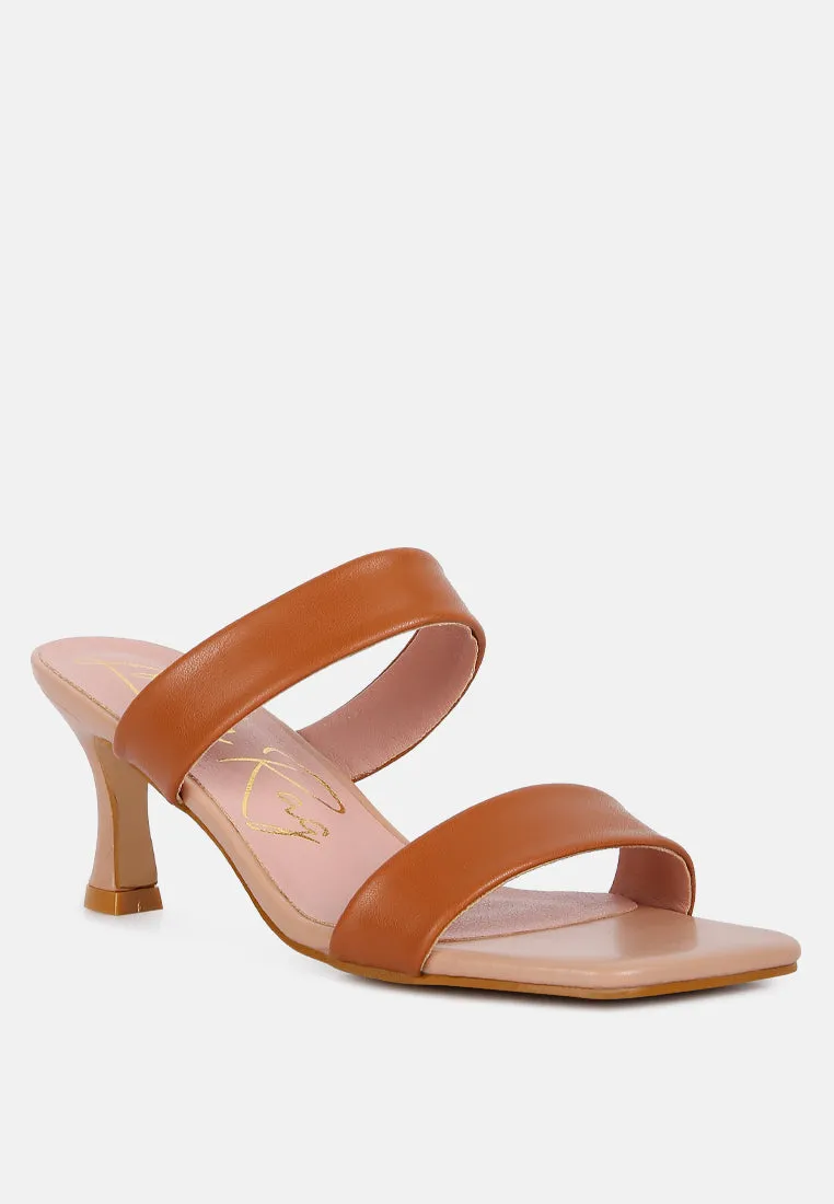 Brown Mid Heel Sandals