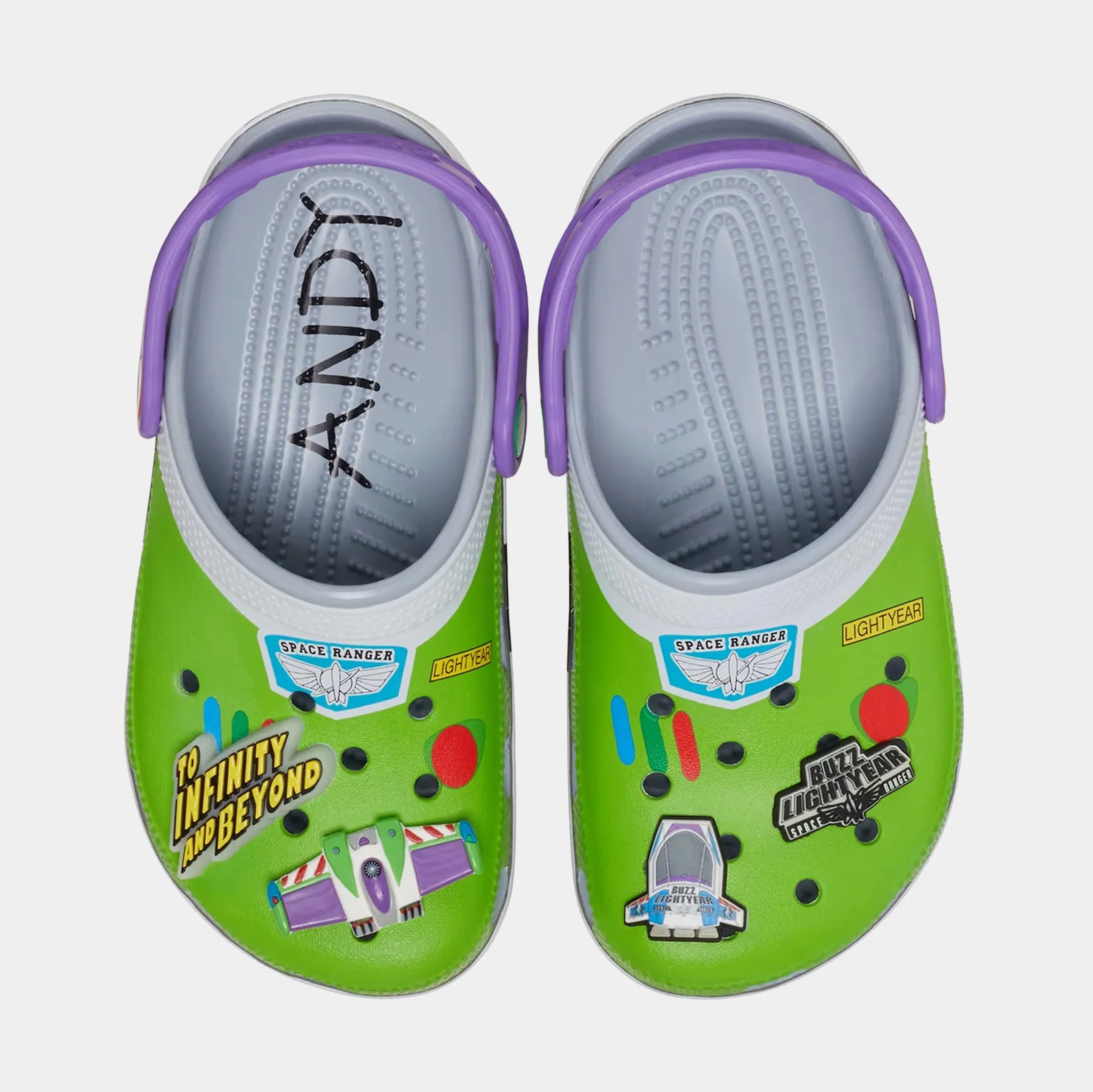 Buzz Lightyear Classic Clog Preschool/Grade School Sandals (Green/White/Purple) Free Shipping