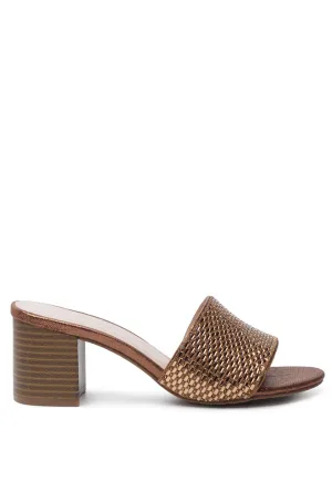 canisa metallic block heeled sandals