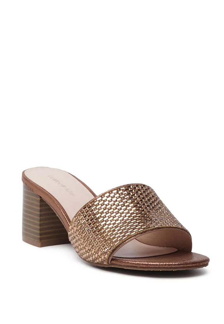 canisa metallic block heeled sandals