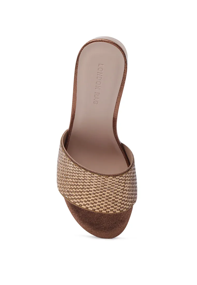 canisa metallic block heeled sandals