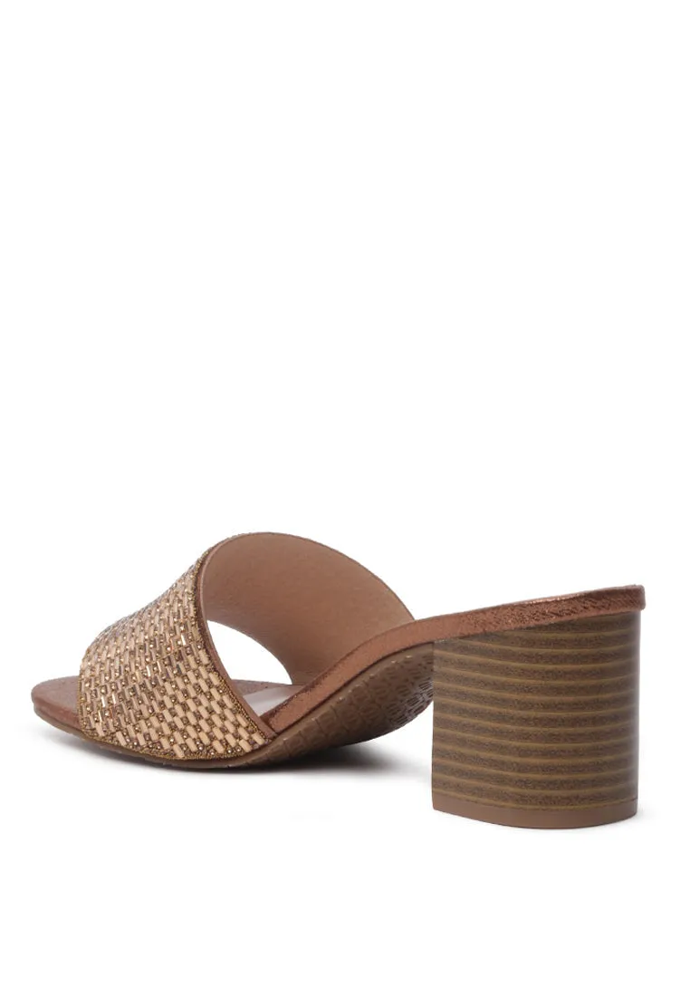 canisa metallic block heeled sandals