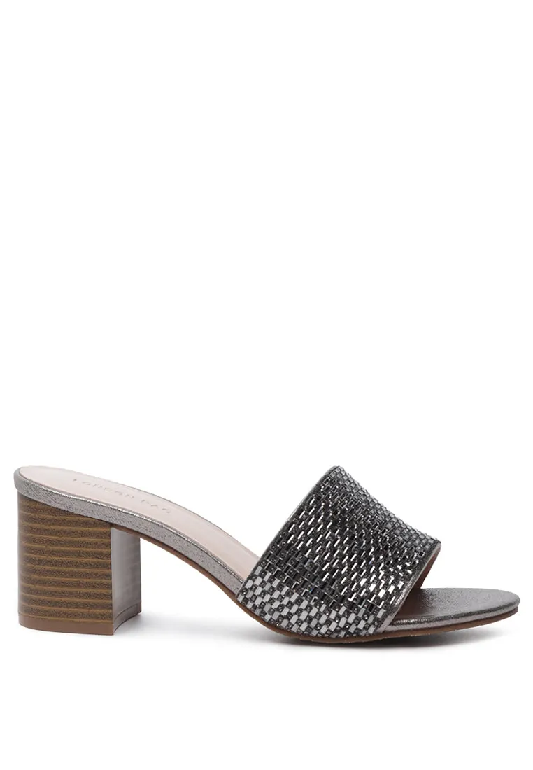 canisa metallic block heeled sandals