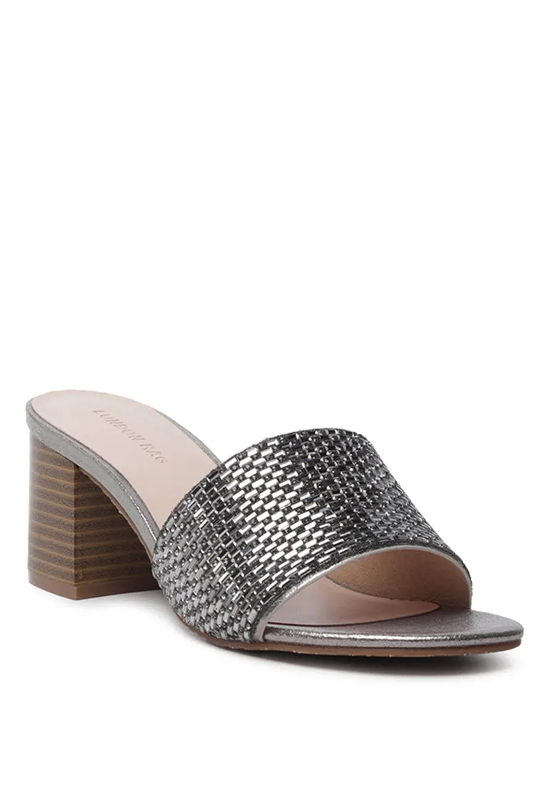 canisa metallic block heeled sandals