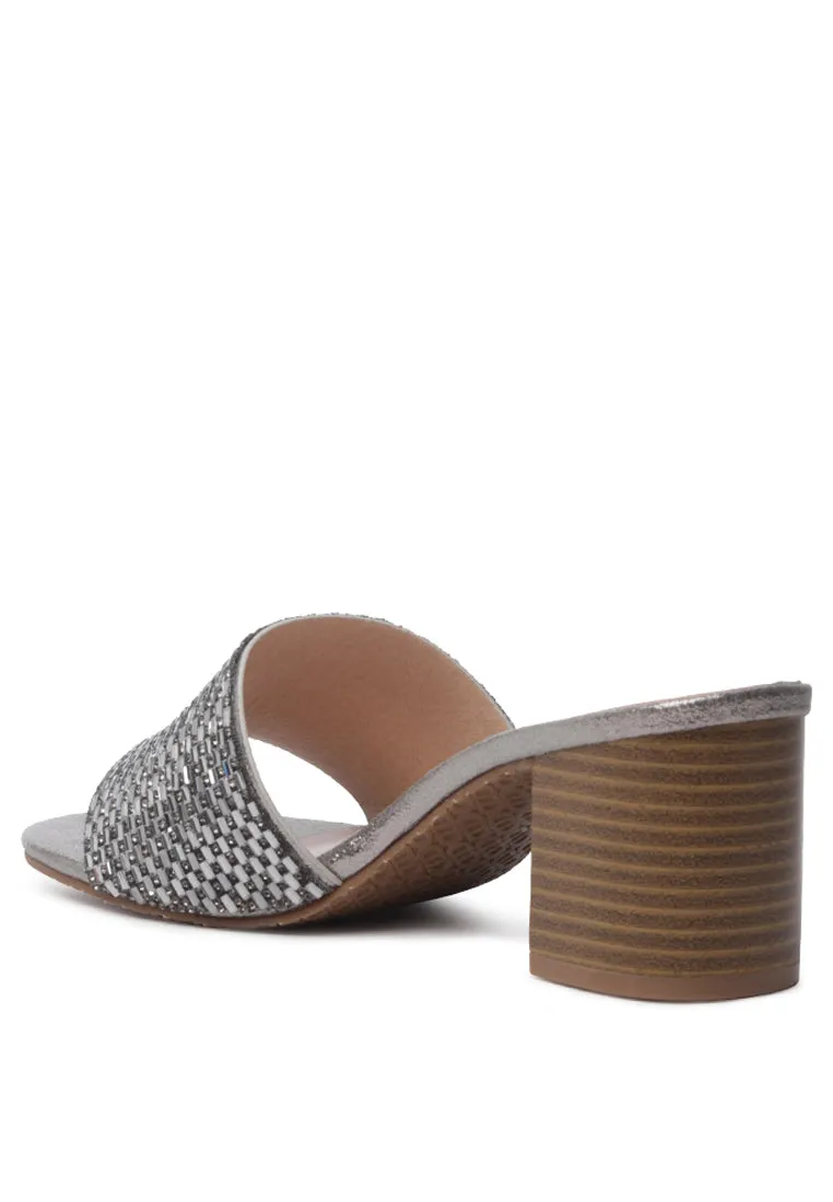 canisa metallic block heeled sandals