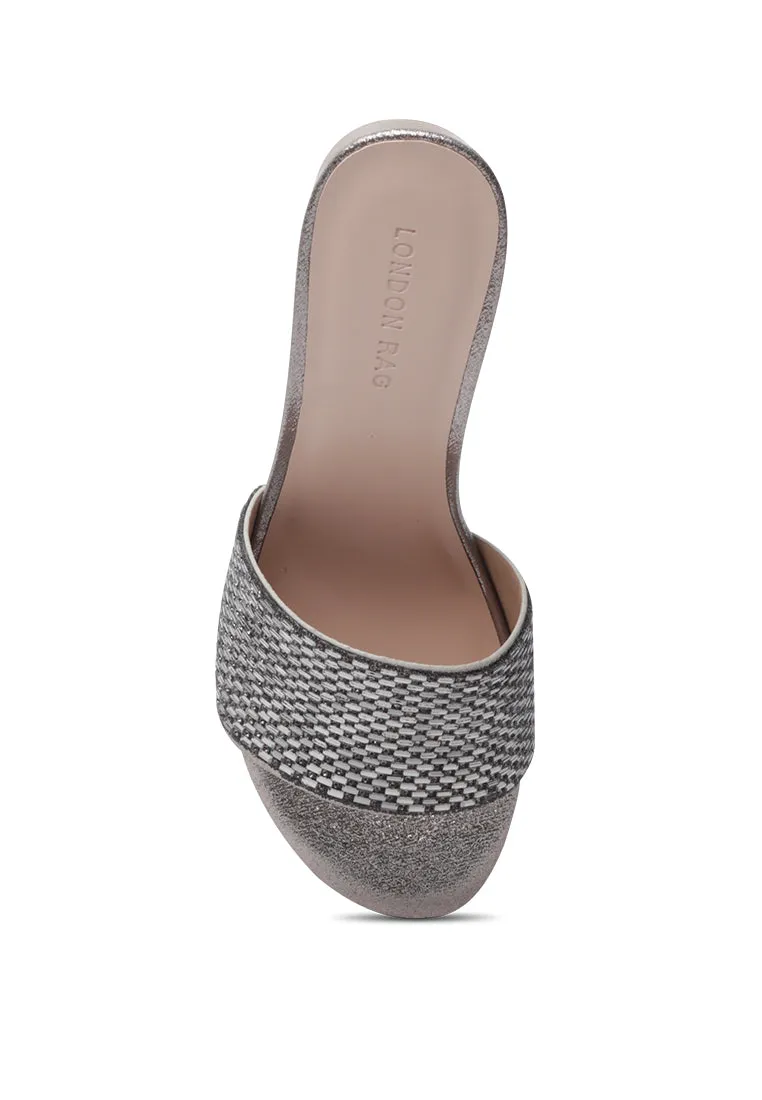 canisa metallic block heeled sandals