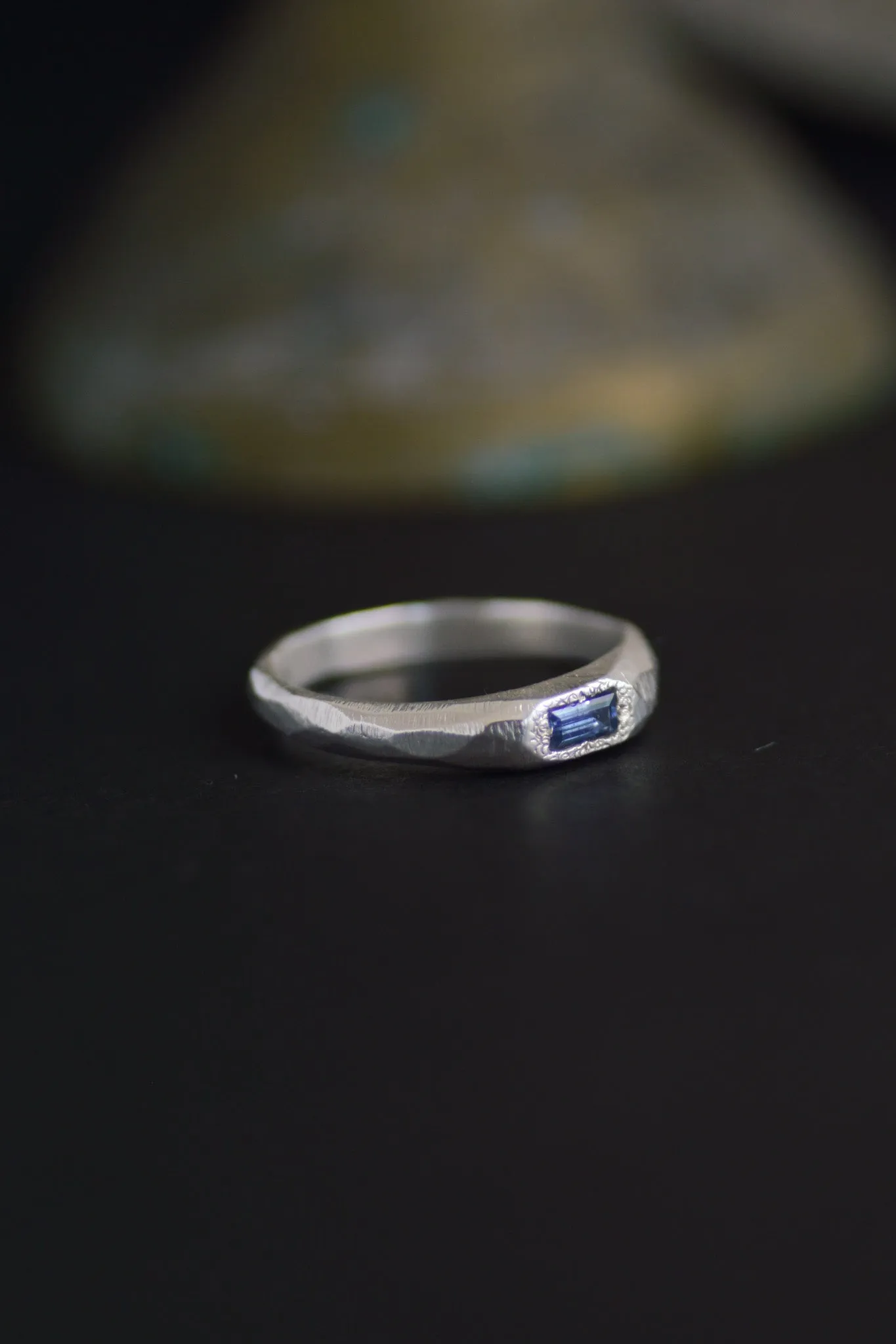 Cleo Dark Blue Sapphire Silver Ring