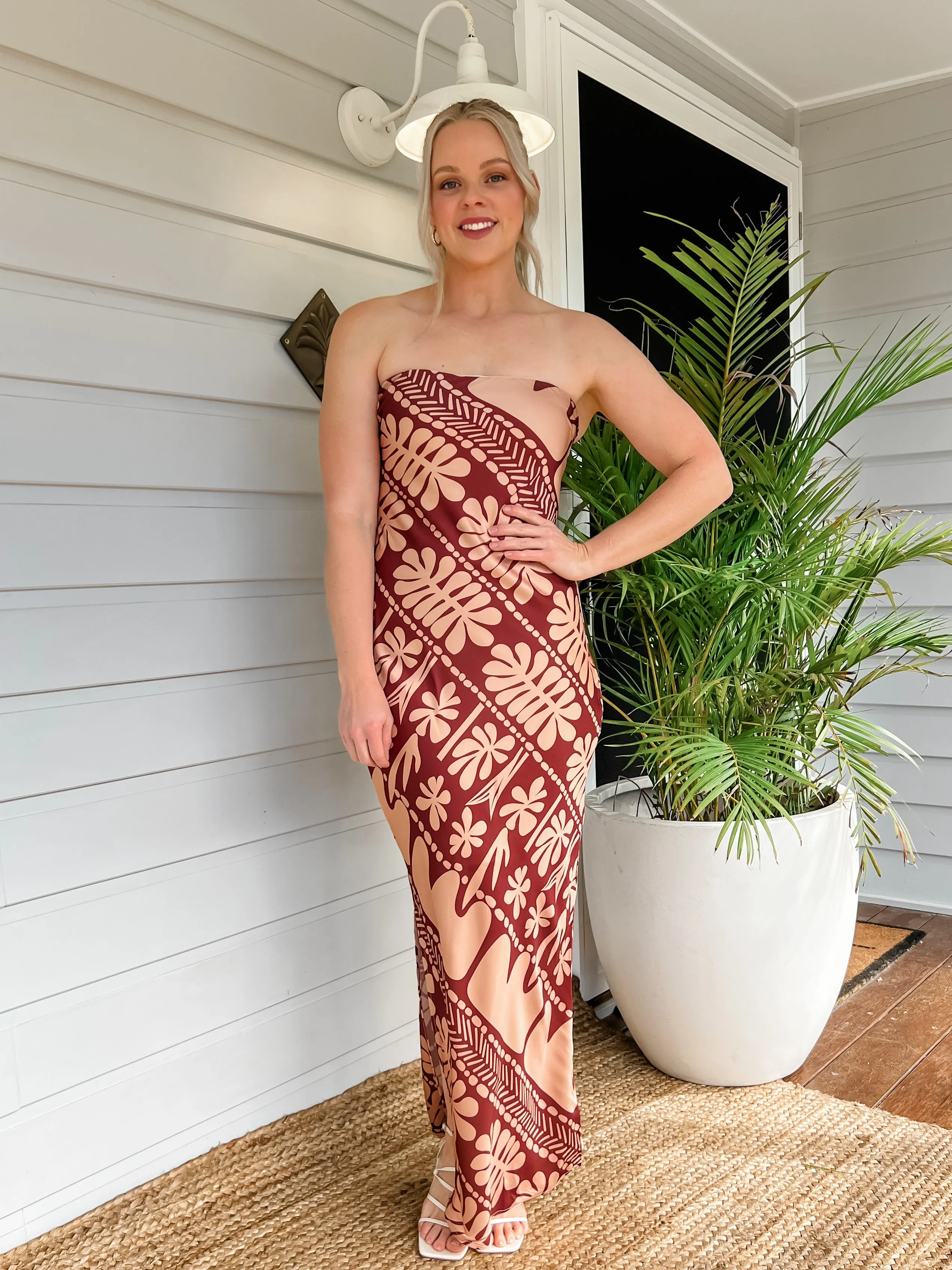 CORAL MAXI DRESS - BROWN