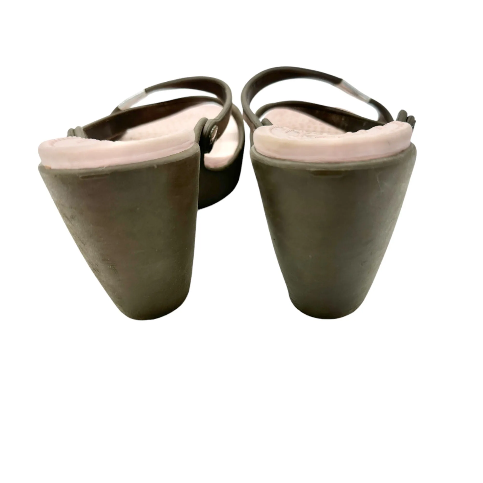 Crocs Sandals Womens Size 10 Brown and Pink 3.5 inch Wedge Heels