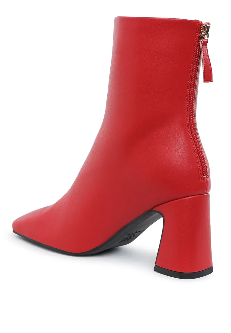 Faux Leather Square Toe Ankle Boots By RUW