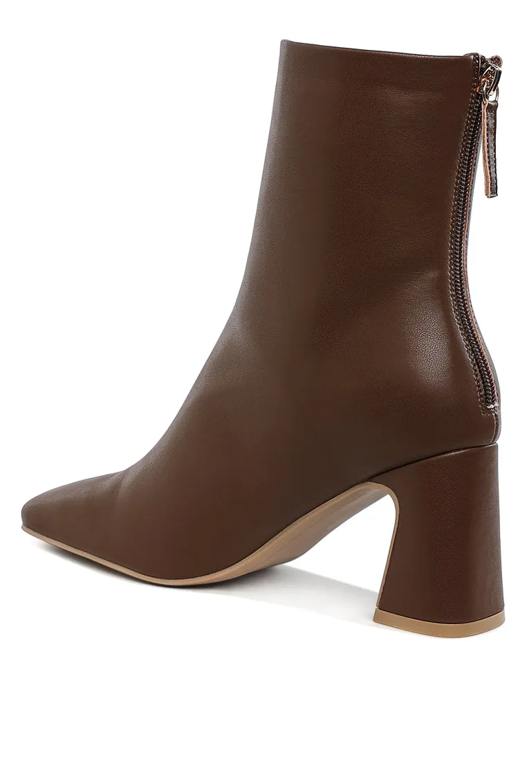 Faux Leather Square Toe Ankle Boots By RUW